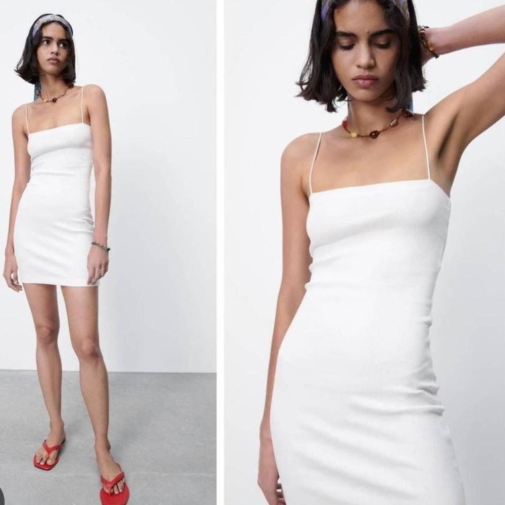 Zara white body con dress